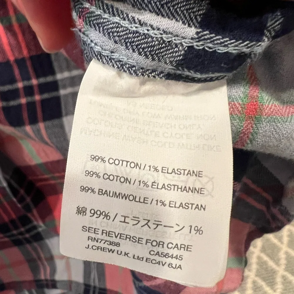 J. Crew Women’s Popover Top Plaid Long Sleeve Half Button Front Size Small EUC
